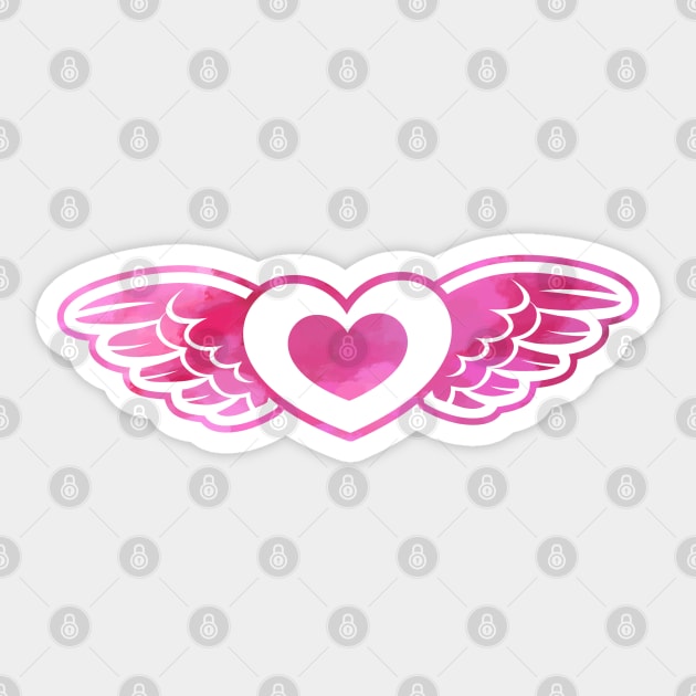 Pink Heart with Wings - Valentines day Anniversary Romance Love Celebrations Sticker by Star58